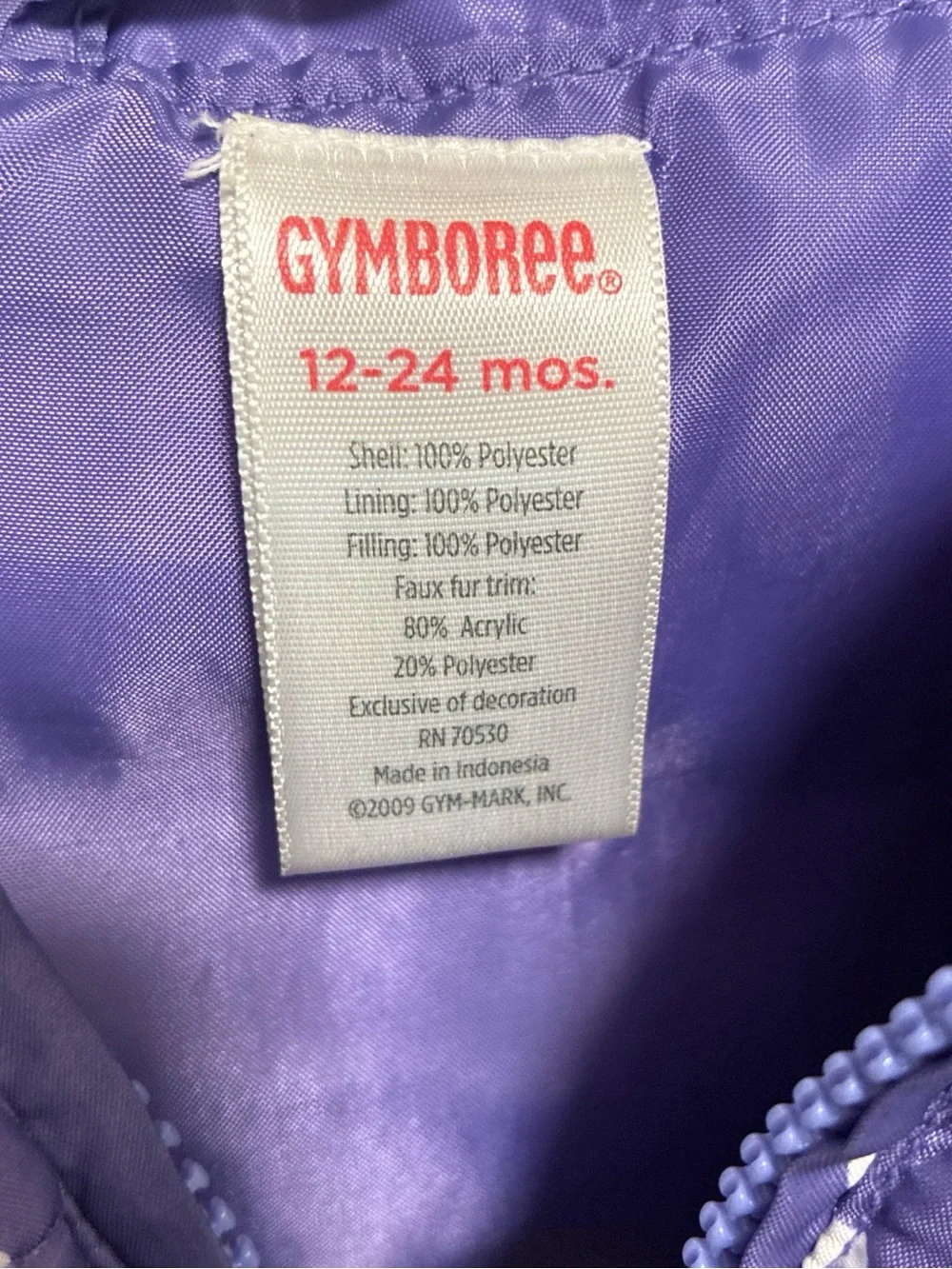 Gymboree Purple Polka Dot Hooded Puffer Vest with Faux Fur Trim